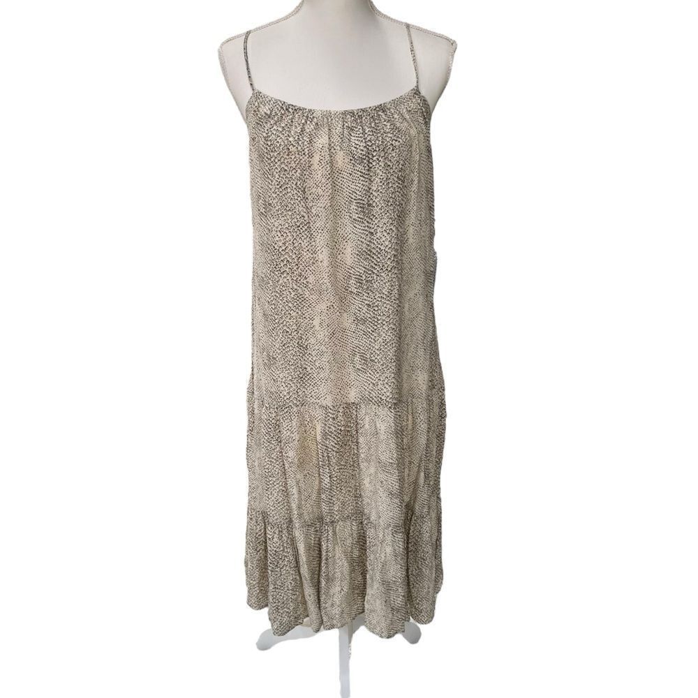 Rails Adora Snake Print Cream Tiered Midi Dress S… - image 1